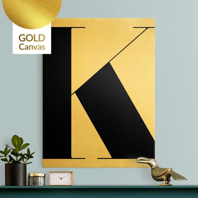 Canvas print gold - Antiqua Letter K