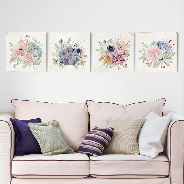Print on canvas - Watercolour Flower Cottage