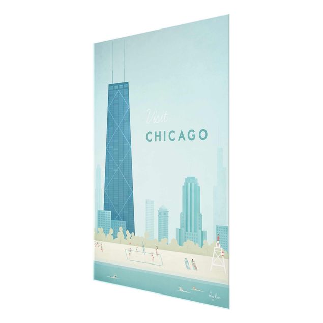 Glass print - Travel Poster - Chicago