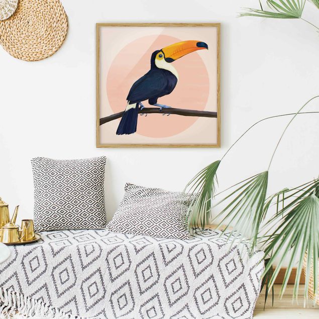 Framed poster - Illustration Bird Toucan Painting Pastel