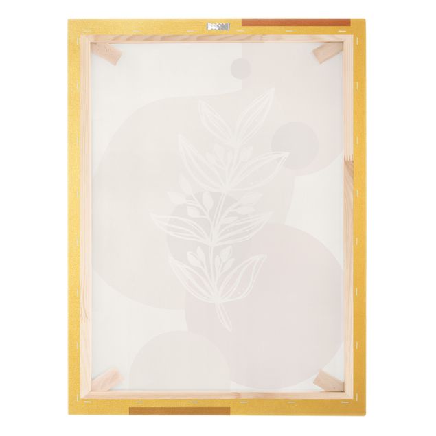 Canvas print gold - Geometrical Shapes - Leaves Pink Gold