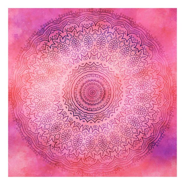 Glass print - Watercolour Mandala Light Pink Violet