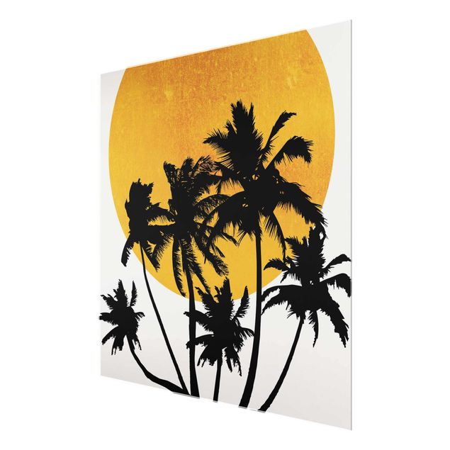 Glass print - Palm Trees In Front Of Golden Sun