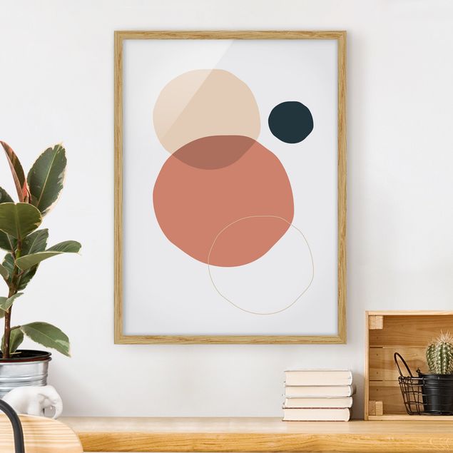 Framed poster - Line Art Circles Pastel