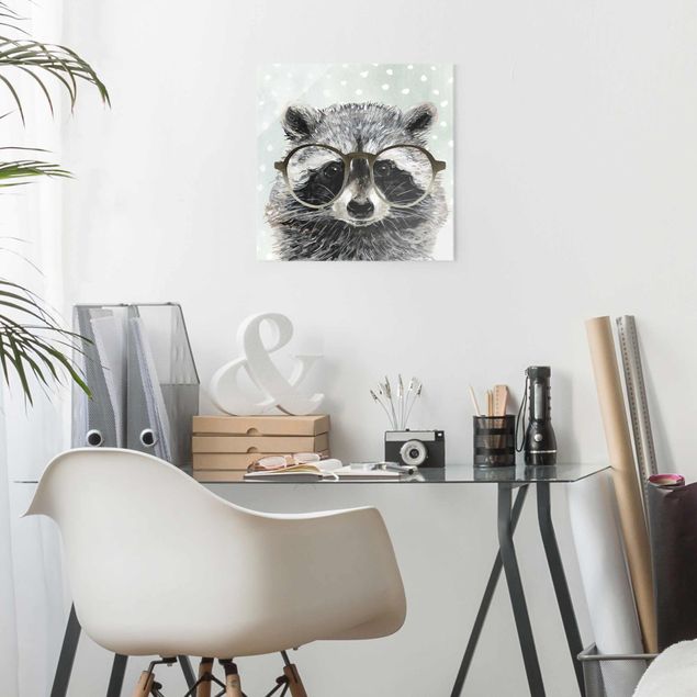 Glass print - Animals With Glasses - Raccoon