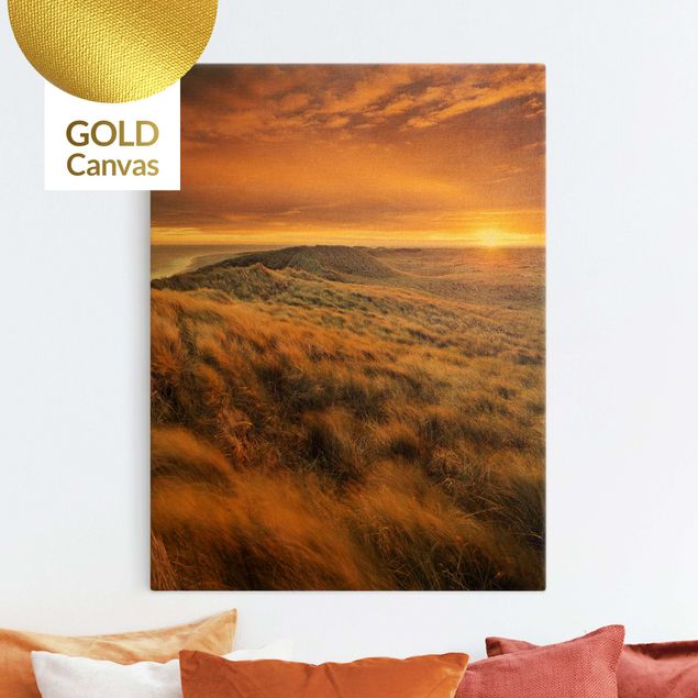 Canvas print gold - Sunrise On The Beach On Sylt