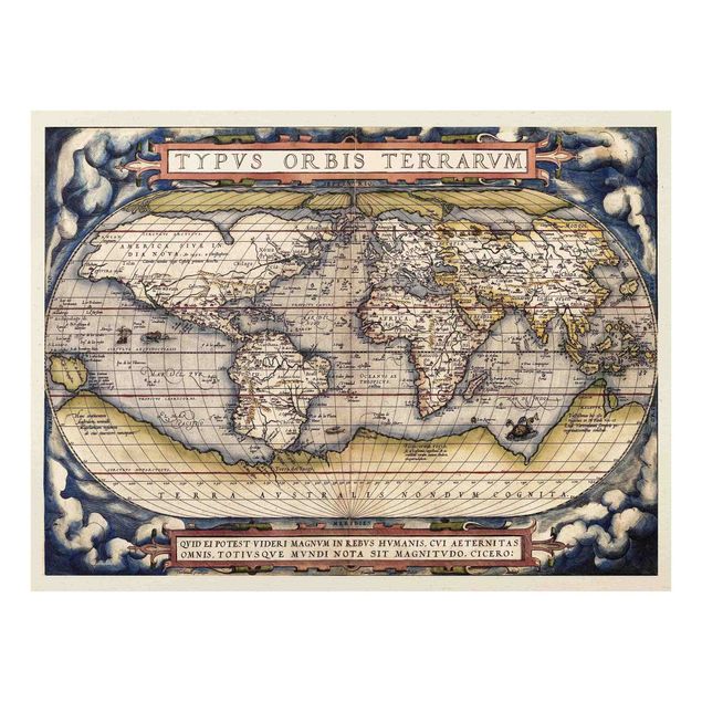 Glass print - Historic World Map Typus Orbis Terrarum