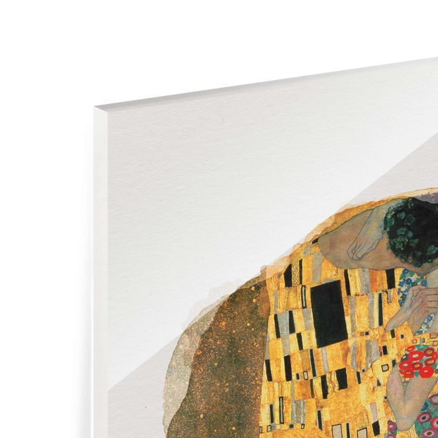 Glass print - WaterColours - Gustav Klimt - The Kiss