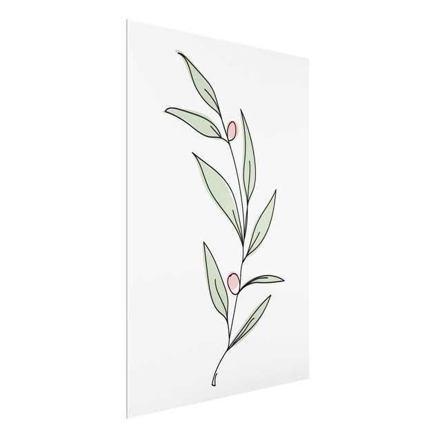 Glass print - Branch With Berries Line Art