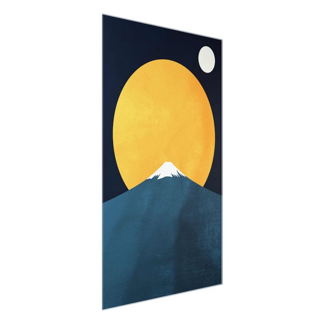 Glass print - Sun, Moon And Mountain
