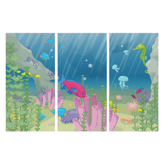 Print on canvas 3 parts - No.RY25 Underwater World