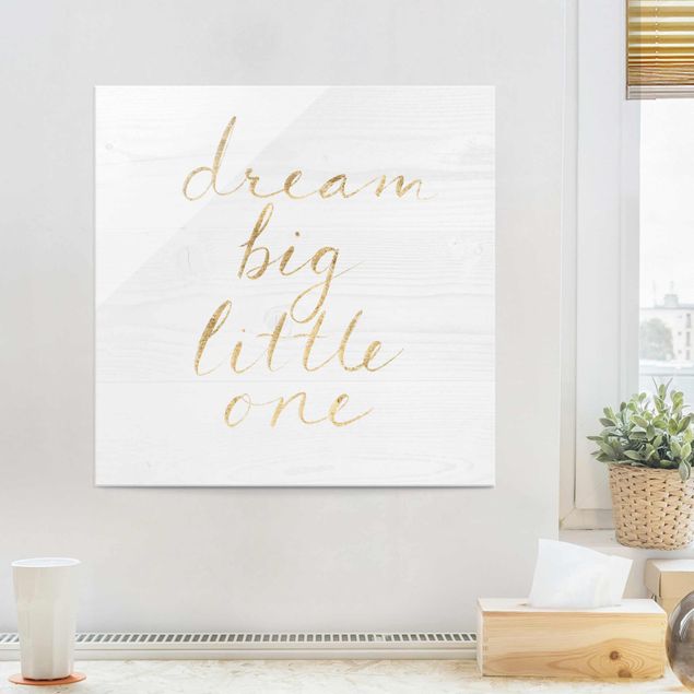 Glas Magnetboard Wooden Wall White - Dream Big
