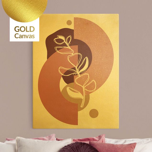 Canvas print gold - Geometrical Shapes - Leaves Pale Pink Gold