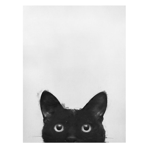 Canvas print - Illustration Black Cat On White Painting