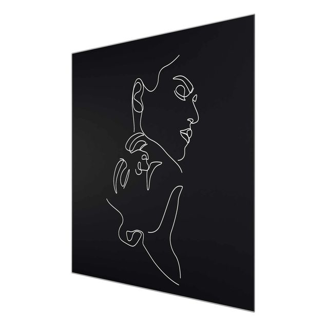 Glass print - Line Art Women Faces Black
