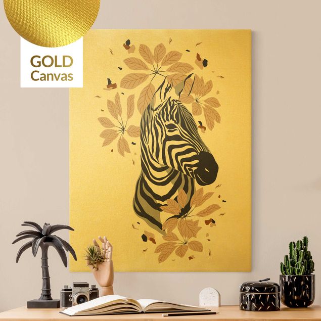 Canvas print gold - Safari Animals - Portrait Zebra