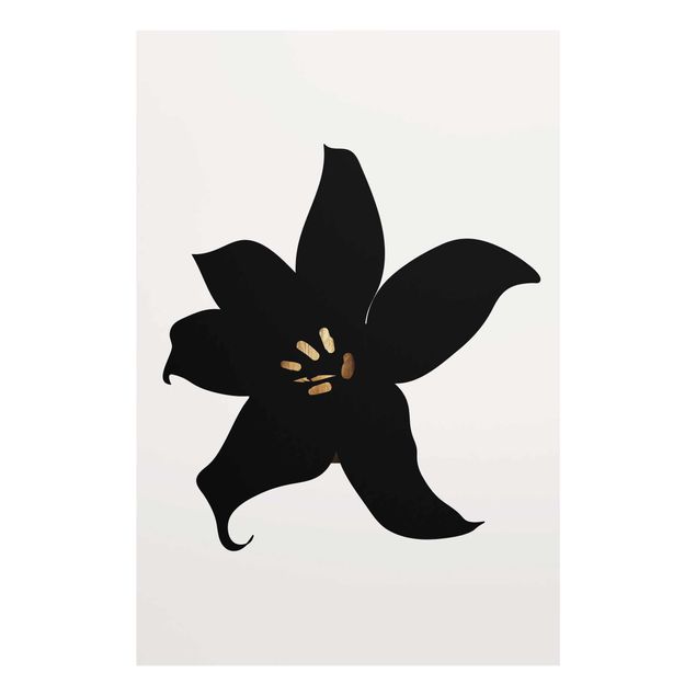 Glass print - Graphical Plant World - Orchid Black And Gold