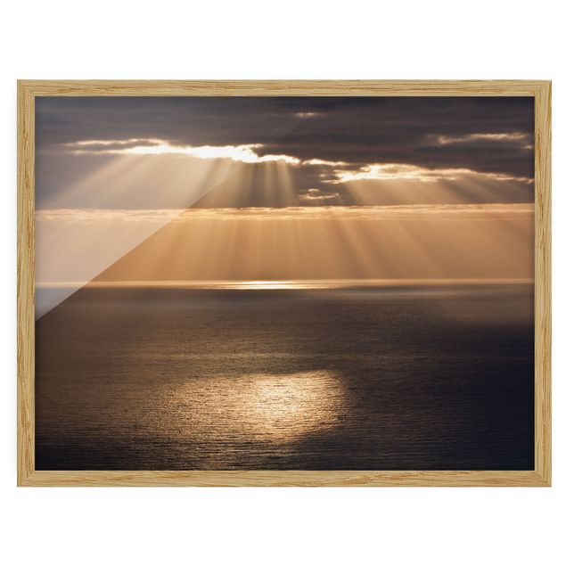 Framed poster - Sun Beams Over The Ocean