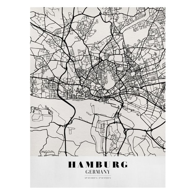 Print on canvas - Hamburg City Map - Classic