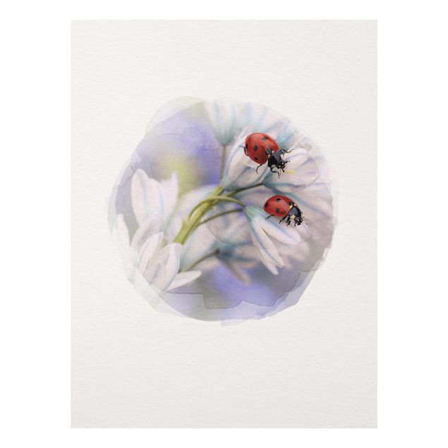 Glass print - Water Colours - Ladybug Couple