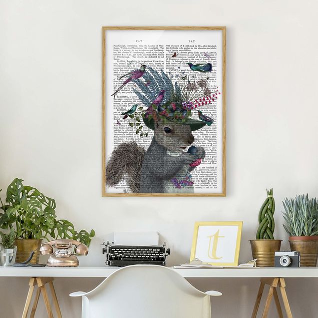 Framed poster - Fowler - Squirrel With Acorns