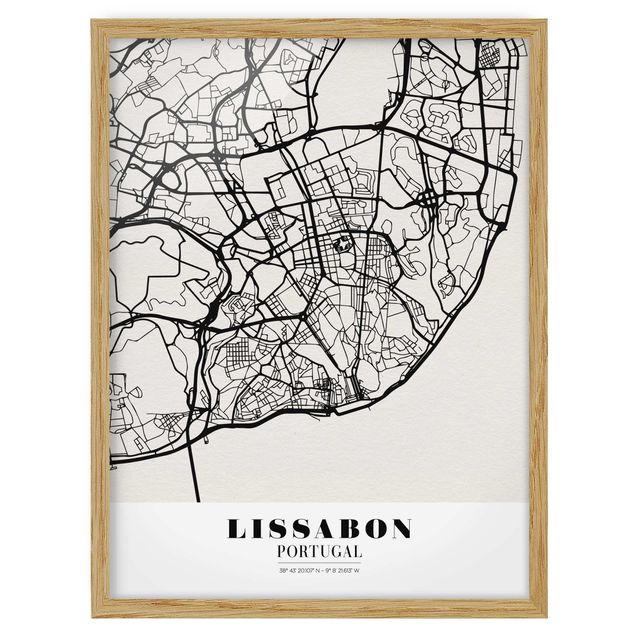 Framed poster - Lisbon City Map - Classic