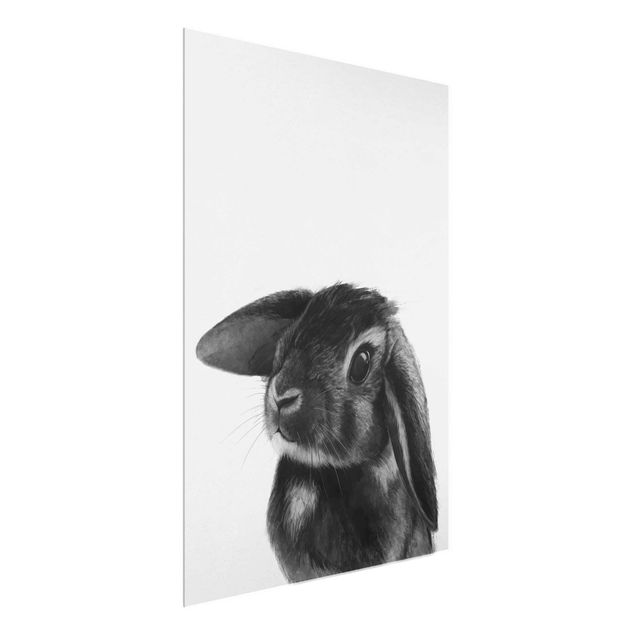 Glass print - Illustration Rabbit Black And White Drawing