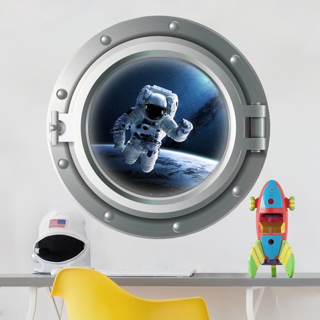Wall sticker - 3D porthole - astronaut in space