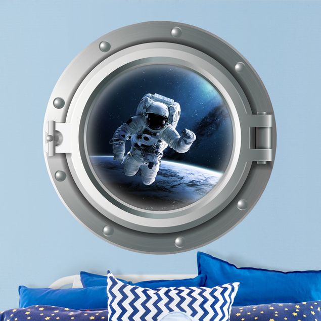 3d wall art stickers 3D porthole - astronaut in space