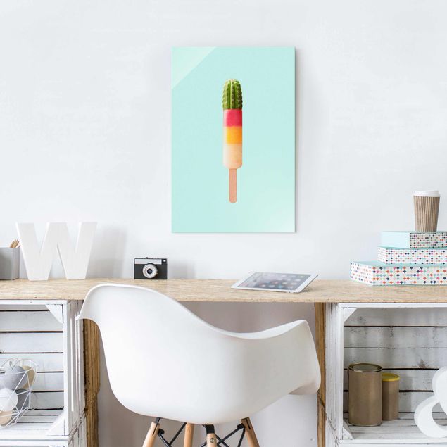 Glas Magnetboard Popsicle With Cactus