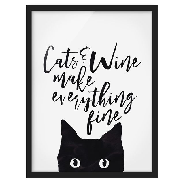 Framed poster - Cats And Wine make Everything Fine