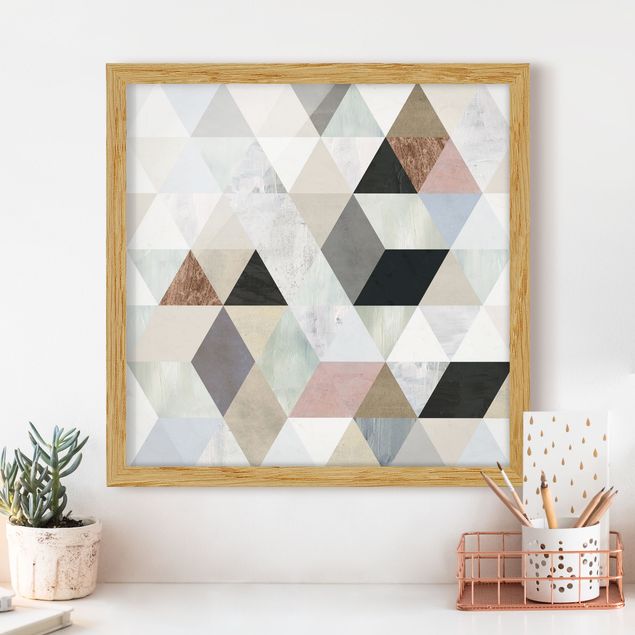 Framed poster - Watercolour Mosaic With Triangles I