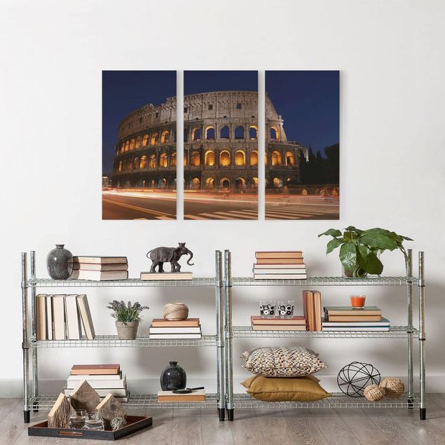 Print on canvas 3 parts - Colosseum in Rome at night