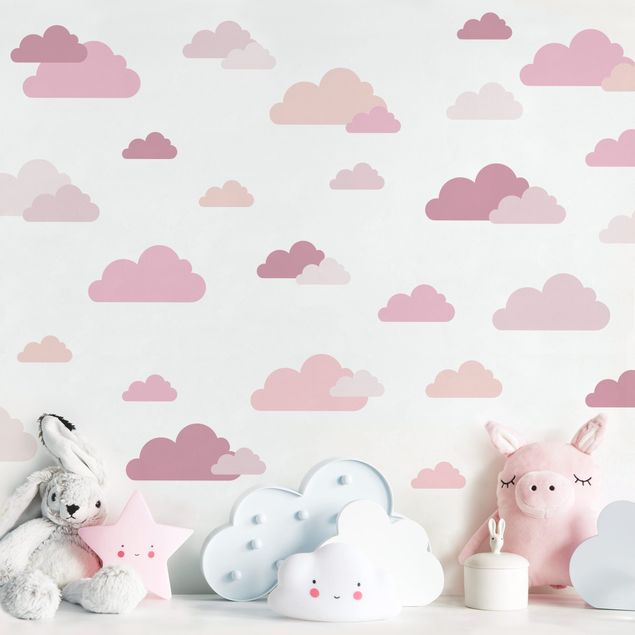Wall art stickers 40 Clouds Light Pink Set