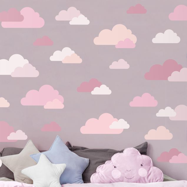 Wall sticker - 40 Clouds Light Pink Set
