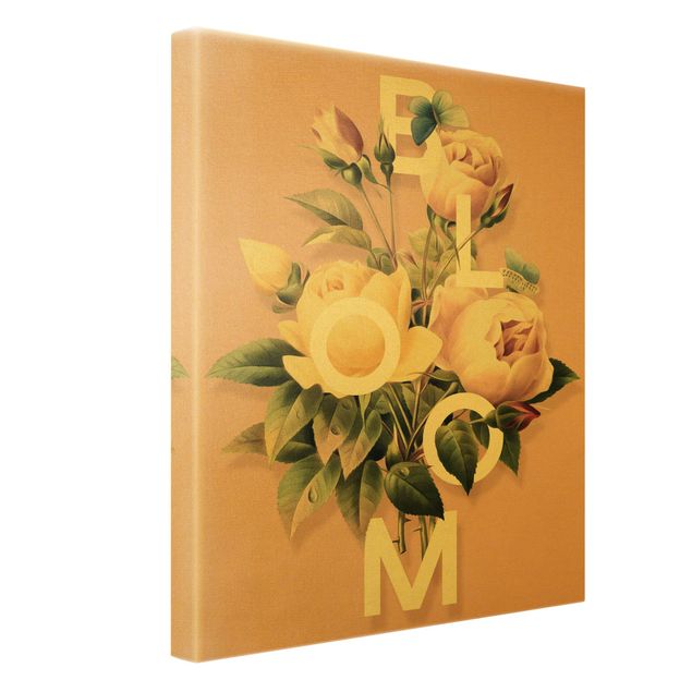 Canvas print gold - Florale Typography - Bloom