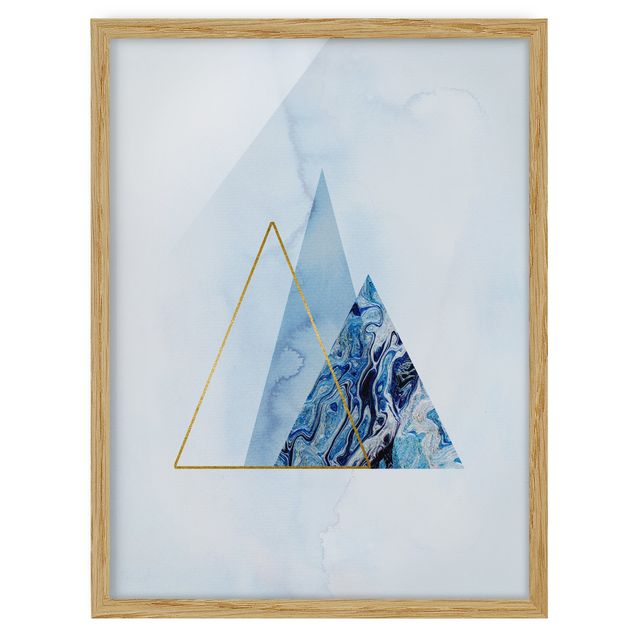 Framed poster - Geometry In Blue And Gold II