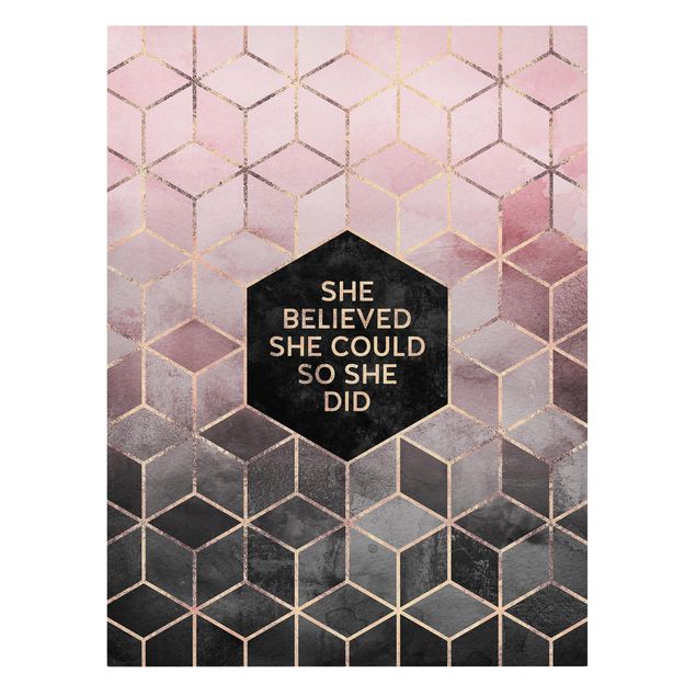 Canvas print - She Believed She Could Rosé Gold