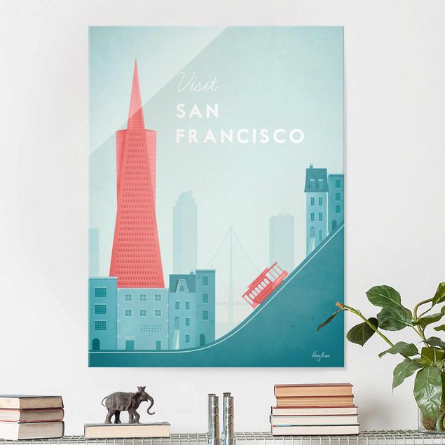 Glas Magnettafel Travel Poster - San Francisco