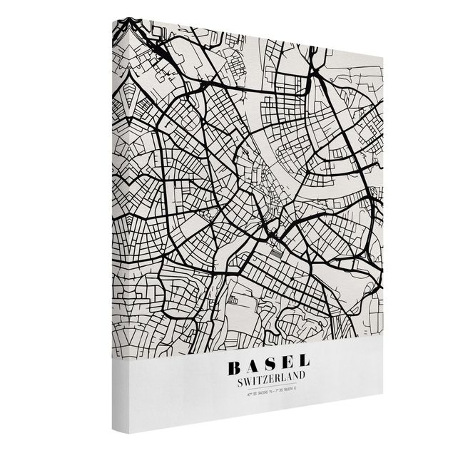 Print on canvas - Basel City Map - Classic