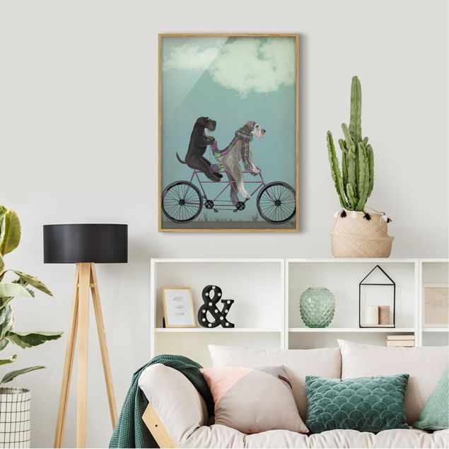 Framed poster - Cycling - Schnauzer Tandem