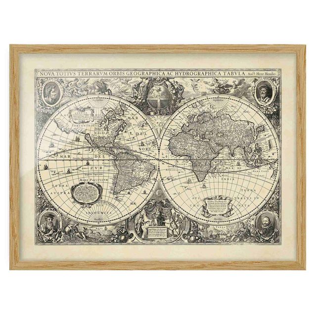 Framed poster - Vintage World Map Antique Illustration