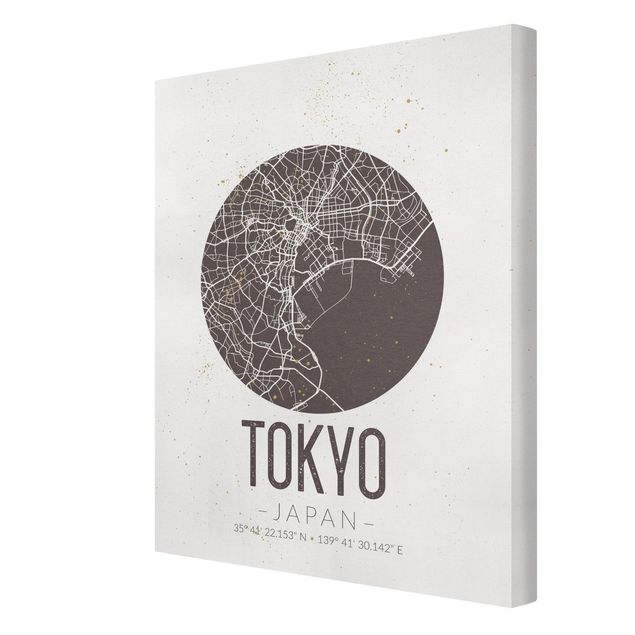 Print on canvas - Tokyo City Map - Retro