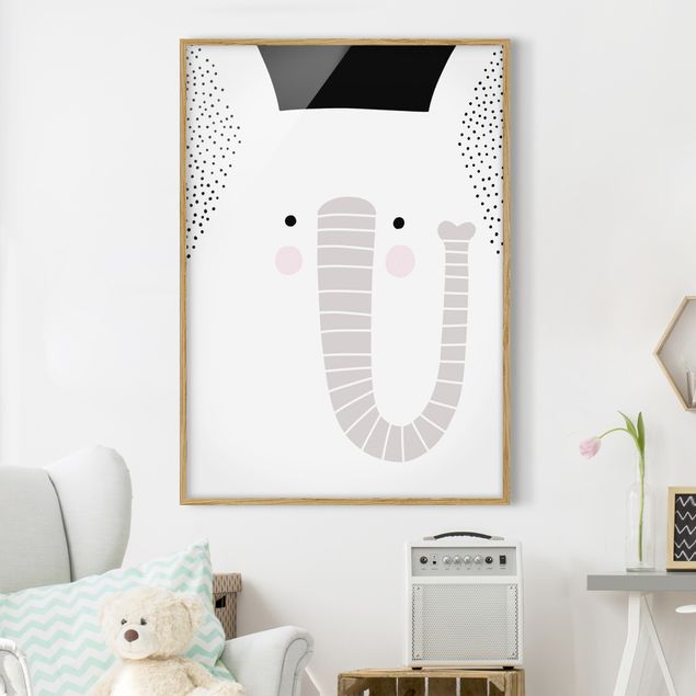 Framed poster - Zoo With Patterns - Elephant