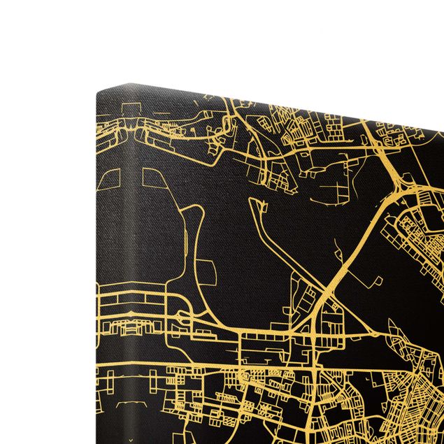 Canvas print gold - Amsterdam City Map - Classic Black