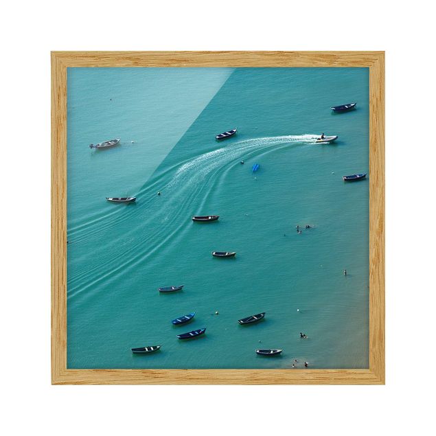 Framed poster - Anchored Fishing Boats