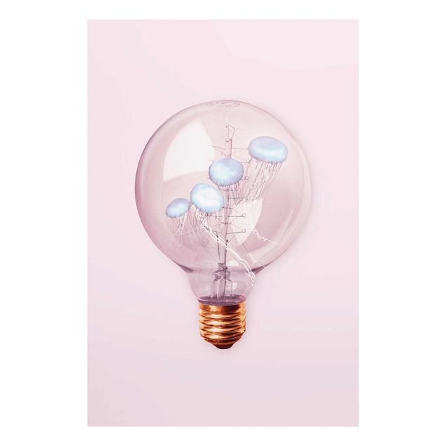 Glass print - Light Bulb With Jellyfish