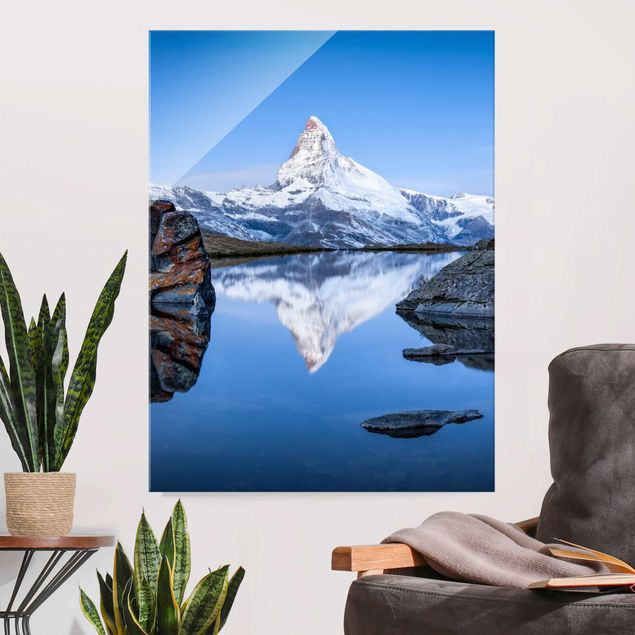 Magnettafel Glas Stellisee Lake In Front Of The Matterhorn
