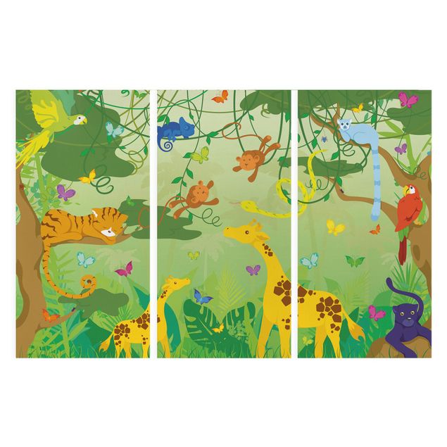 Print on canvas 3 parts - No.IS87 Jungle Game