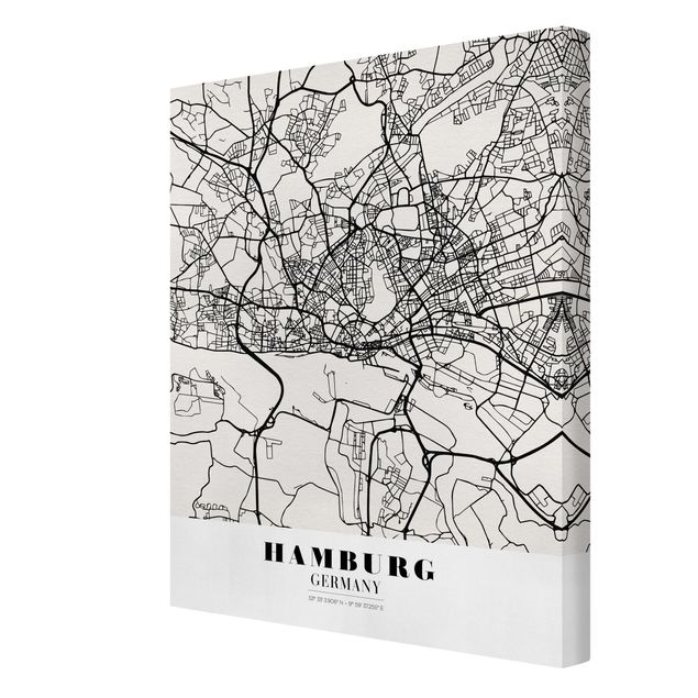 Print on canvas - Hamburg City Map - Classic
